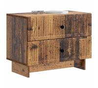 vidaXL Armario de Noche Madera Envejecida 62 x 34,5 x 47,5 cm, Mueble para Dormitorio, mesita Vintage, gabinete Compacto, estantes amplios, Organizador para Decorar