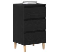 vidaXL Armario de Noche Roble Negro 40 x 35 x 70 cm | El diseño minimalista hace que tu dormitorio se vea increíble, Tres cajones te dan mucho espacio para guardar tus cosas,