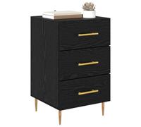 vidaXL Armario de Noche Roble Negro 40 x 40 x 66 cm Madera de ingeniería, Mesita de Noche Rústica con Cajón, Mesa Compacta, Madera, Patas Metálicas, Organizador Tradicional