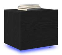 vidaXL Armario de Noche Roble Negro 50 x 39 x 41 cm | Esta mesita tiene dos cajones grandes, ideales para guardar libros,