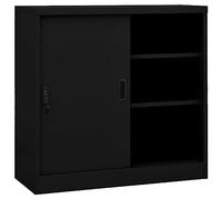 vidaXL Armario de Oficina con Puerta Corredera Mueble Archivador Armario Almacenamiento Archivos Documentos Organizador Acero Negro 90x40x90cm