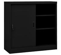 vidaXL Armario de Oficina con Puerta Corredera Mueble Archivador Armario Almacenamiento Archivos Documentos Organizador Acero Negro 90x40x90cm