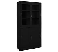 vidaXL Armario de Oficina con Puerta Corredera Mueble Archivador Armario Almacenamiento Archivos Documentos Organizador Acero Negro 90x40x180cm
