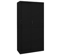 vidaXL Armario de Oficina con Puerta Corredera Mueble Archivador Armario Almacenamiento Archivos Documentos Organizador Acero Negro 90x40x180cm