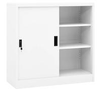 vidaXL Armario de Oficina con Puerta Corredera Mueble Archivador Armario Almacenamiento Archivos Documentos Organizador Acero Blanco 90x40x90cm