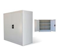 VidaXL - Armario de oficina de 2 puertas, con cerradura, color gris metálico