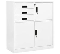 vidaXL Armario de Oficina Mueble Archivador Cajonera Almacenamiento Archivos Documentos Organizador Universal de Acero Blanco 90x40x102 cm