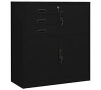 vidaXL Armario de Oficina Mueble Archivador Cajonera Almacenamiento Archivos Documentos Organizador Universal de Acero Negro 90x40x102 cm