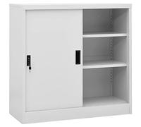 vidaXL Armario de Oficina Puerta Corredera Mueble Archivador Armario Almacenamiento Archivos Documentos Organizador Acero Gris Claro 90x40x90cm