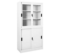 vidaXL Armario de Oficina Puerta Corredera Mueble Archivador Armario Almacenamiento Archivos Documentos Organizador Acero Blanco 90x40x180 cm