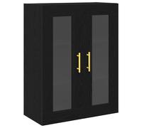 vidaXL Buffet Moderno de Roble Negro con Estantes Incorporados para Comedor Madera Elaborada y Vidrio Tiradores de Oro Brillante Mediano Solución de Almacenamiento Muebles Armario Interior