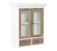 vidaXL Armario de Pared Mueble Alacena de Hogar Mobiliario de Casa Salón Sala de Estar Vidrio Blanco y Marrón Madera Maciza de Roble