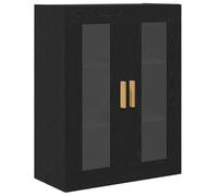 vidaXL Armario de Pared de Roble Negro 69.5x34x90 cm Diseño Moderno con Puertas de Vidrio y Amplio Almacenamiento para Muebles de Comedor Sala de Estar Buffet Exhibición Decorativa Madera Sólida