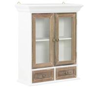 vidaXL Armario de Pared Mueble Alacena de Hogar Mobiliario de Casa Salón Sala de Estar Vidrio Blanco y Marrón Madera Maciza de Roble