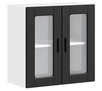 vidaXL Armario de Pared para Cocina con Puerta de Cristal Porto Negro, Unidad de Pared de Cocina, Armario para Pared de Cocina, Armario de Cocina en la Pared