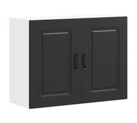 vidaXL Armario de Pared para Cocina Kalmar Madera de ingeniería Negra, Unidad de Pared de Cocina, gabinete para Pared de Cocina, gabinetes de Pared con Puertas