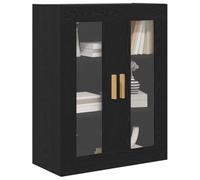 vidaXL Armario de Pared de Roble Negro 69.5x34x90 cm Diseño Moderno con Puertas de Vidrio y Amplio Almacenamiento para Muebles de Comedor Sala de Estar Buffet Exhibición Decorativa Madera Sólida
