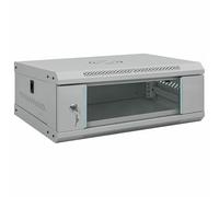 vidaXL Gabinete de Red Industrial con cerraduras, Gris, 530 x 450 x 210 mm, de Acero Mate. Tiene Puerta de Cristal Templado y se Monta en la Pared. Capacidad de 4U y manijas de Cierre Seguro. Está c