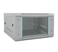 vidaXL Dispositivo de red gris 530 x 600 x 300 mm de acero con puerta de cristal de seguridad con cerradura para montaje en pared, ideal para oficina o sala de estar, espacio de almacenamiento seguro