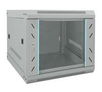 vidaXL Armario de red industrial con cerraduras de color gris, 530 x 600 x 450 mm, de acero esmerilado, montado en la pared. Almacenamiento seguro con puerta de cristal templado para uso en interiores