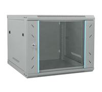 vidaXL Armario de red industrial gris 600 x 600 x 500 mm de acero SPCC con puertas de cristal de seguridad, con cerradura, solo para uso en interiores. Carga estática de 70 kg.