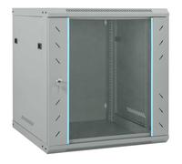 vidaXL Gabinete industrial con cerraduras de metal gris: cristal de seguridad, tamaño 600 x 650 mm, montaje en pared para interiores, compatible con dispositivos de 19", construcción robusta