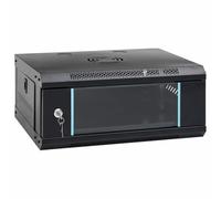 vidaXL Armario de red, acero negro, 53×45×21 cm, puerta de vidrio, montaje en pared, 40 kg