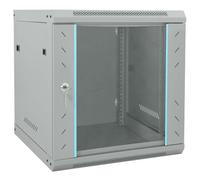 vidaXL Armario de red con cerraduras de 530 x 600 mm, color gris, de acero y cristal de seguridad, montado en la pared, para almacenamiento interno, acabado mate.