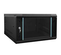 vidaXL Armario de red de acero negro de 530 x 600 x 300 mm con puerta de cristal de seguridad, paneles extraíbles y acabado mate. Ideal para el almacenamiento en red en la oficina.