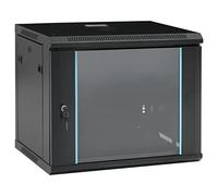 vidaXL Armario de red de pared 9U 19" puerta con cerradura router/módem fibra IP20 600x450x510 mm