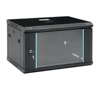 vidaXL Armario de Red de Pared Permanente Almacenaje Datos Gabinete Router Módem de Fibra Óptica Puerta Cerradura 6U 19" IP20 600x450x375 mm
