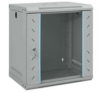 vidaXL Armario de red industrial con cerraduras, acero gris, 530 x 450 x 600 mm, montado en la pared, para uso interior, acabado mate, puerta de cristal colgante, capacidad de carga de 40 kg.