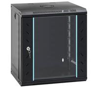 vidaXL Armario de Red Industrial Negro 530 x 450 x 600mm Acero Vidrio Templado Montado en la Pared con Cerradura para Almacenamiento Seguro de Electrónica de Oficina Interior Acabado Mate Equipo de