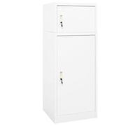 vidaXL Gabinete de sillín de 20.9 x 20.9 x 55.1 pulgadas; acero blanco; dos compartimentos con cerradura, amplio almacenamiento, adecuado para equipos ecuestres