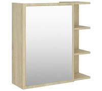 vidaXL Armario con Espejo de Baño Inodoro Aseo Muebles Mobiliario Almacenamiento Estante Decoración Adorno Madera Contrachapada Sonoma 62,5x20,5x64 cm