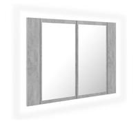 Vidaxl armario espejo baño luz led acrílico gris hormigón 60x12x45 cm