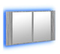 vidaXL Armario Espejo de baño con luz LED acrílico Gris 80x12x45 cm