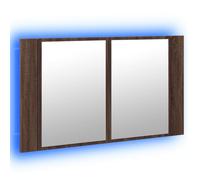 vidaXL Armario Espejo de baño LED acrílico marrón Roble 80x12x45 cm