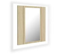 vidaXL Armario Espejo Baño con Luz LED Acrílico Aseo Muebles Mobiliario Almacenamiento Estante Decoración Adorno Roble Sonoma 40x12x45 cm