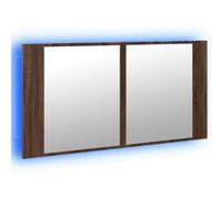 vidaXL Armario con espejo para baño – LED, acrílico, marrón roble 90 x 12 x 45 cm