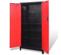 vidaXL Armario Herramientas 2 Puertas Acero Negro/Rojo 90x40x180cm Organizador