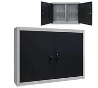 vidaXL Armario Herramientas Pared Industrial Metal Organización Almacenamiento Accesorios Mobiliario Estilo Atractivo Industrial Funcional Gris/Negro