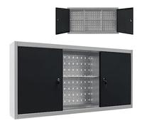 vidaXL Armario Herramientas Pared Industrial Metal Organización Almacenamiento Accesorios Mobiliario Estilo Atractivo Industrial Funcional Gris/Negro