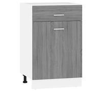 vidaXL Armario Inferior Cocina Mueble Aparador Cocina Cajones Almacenamiento Organizador Estantería Auxiliar Hogar Contrachapada Gris Sonoma