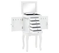 vidaXL Armario Joyero de Pie Blanco Mesilla Clóset Mueble Organizador Joyas