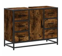 vidaXL Armario Lavabo baño Madera ingeniería Roble Ahumado 80x33x60 cm
