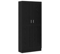 vidaXL Armario Moderno en Negro y Roble, 82,5 x 30,5 x 185 cm, Hecho de Madera compuesta. Tiene estantes Ajustables, un Acabado Mate, Puertas con bisagras y manijas de Barra almacen