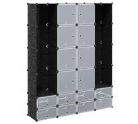 vidaXL Armario Modular con 18 Compartimentos Plástico Blanco y Negro Ropero