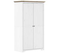 vidaXL Armario, Mueble con Almacenamiento para Ropa Zapatos, Aparador Alto, Ropero para Dormitorio Hogar, Madera Maciza de Pino Blanco y Marrón