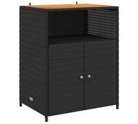 vidaXL Armario Negro 70 x 50 x 87 cm Poliéster y Ratten Roly, Jardín y Terraza, Rectangular, Moderno, Materiales Resistentes a UV, Duradero, Ligero, Diseño Elegante para Espacios Exteriores